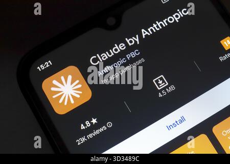 November 8, 2024, Brazil. In this photo illustration, the Claude by Anthropic app logo is displayed on a smartphone screen Stock Photo