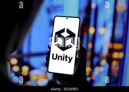 In this photo illustration, the Unity Software company logo is seen ...