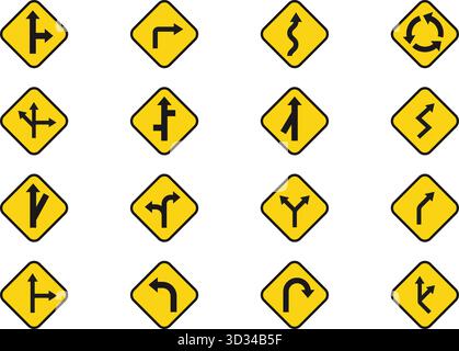 Minimal Arrow Road Signs Set Vector Illustration Stock Vector