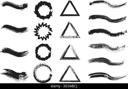 Hand Drawn Shapes & Rames Brushes Stock Vector