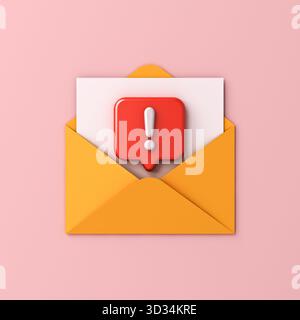 Mail icon with exclamation mark 3D Stock Photo - Alamy