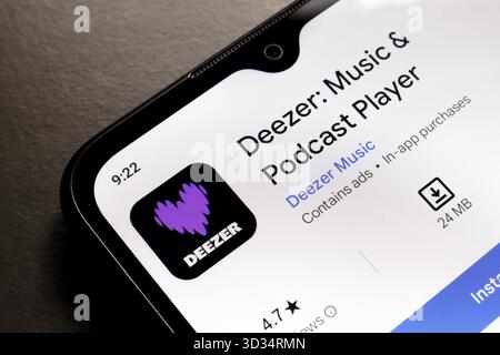 In this photo illustration, the Deezer logo is seen displayed on a ...
