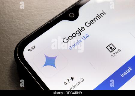 October 25, 2024, Brazil. In this photo illustration, the Google Gemini AI app logo is displayed on a smartphone screen Stock Photo