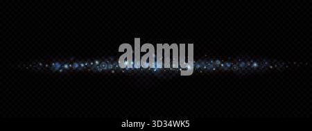 Magic glimmer blue and silver light effect. Glowing, twinkle magical dust isolated on transparent backdrop. Stock Vector