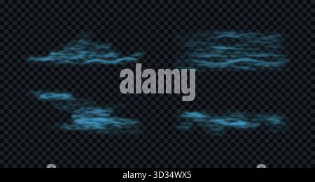 Water surface texture with blue colored ocean waves. Water ripples pattern isolated on transparent background Stock Vector