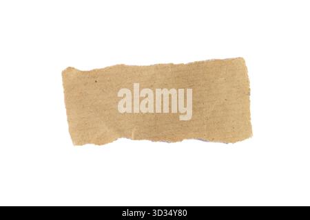 Old parchment paper torn edges strips isolated. Piece of yellow torn edges paper ripped isolated on white background. Stock Photo