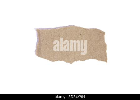 Old parchment paper torn edges strips isolated. Piece of yellow torn edges paper ripped isolated on white background. Stock Photo