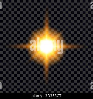 Bright Radiant Starburst Light Effect on Transparent Background Stock ...