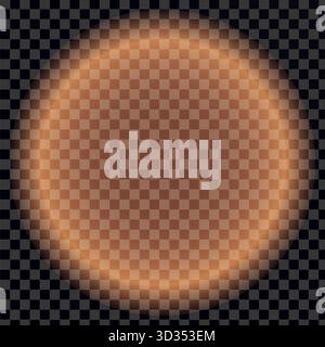 Glowing orange light sphere on transparent checkerboard background Stock Vector