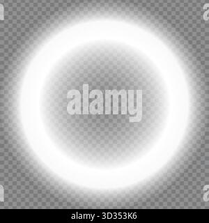 Glowing white light ring on transparent background Stock Vector