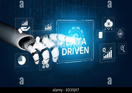 AI drives data-driven decisions with intelligent analytics, smart data visualization, and cloud-based tools that process, interpret, and guide Stock Photo