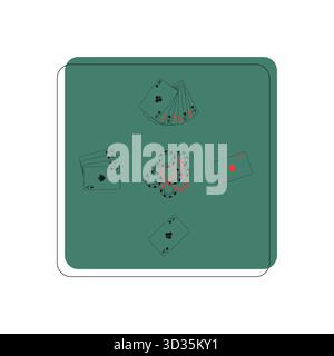 Poker game on green casino table. Gambling, casino, card games concept. Vector illustration. Stock Vector
