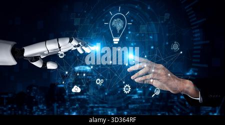 AI generating innovative ideas, linking data through neural networks, enhancing automation, powering SEO strategy, and enabling intelligent digital Stock Photo