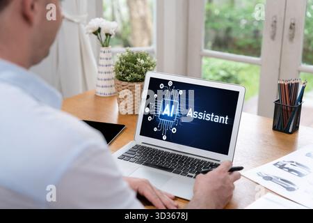 Generative AI virtual assistant tools for prompt engineer and user for ease of engage artificial intelligence AI technology help people to work with Stock Photo