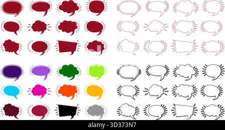 Colorful speech bubble vector collection in pop art comic style Stock Vector