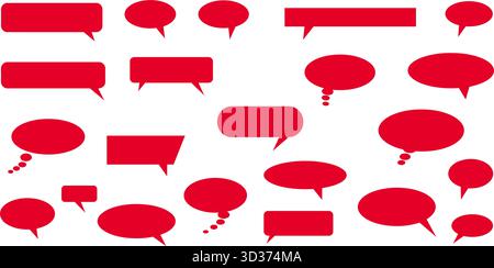 Red comic speech bubbles vector set isolated cartoon talk icons Stock Vector