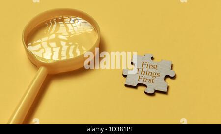 First Things First Priority Setting and Time Management Concept Stock Photo