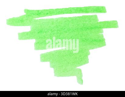 Bright Neon Green Marker Hand-Drawn Highlight Swash Isolated on White Background for Design Stock Photo