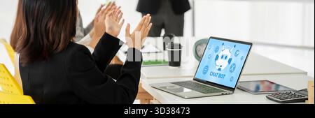 Chatbot software application for modish online business that automatically reply to customer questions Stock Photo