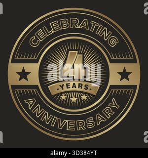 4 years anniversary logo icon. 4th celebrating anniversary emblem logo Stock Vector