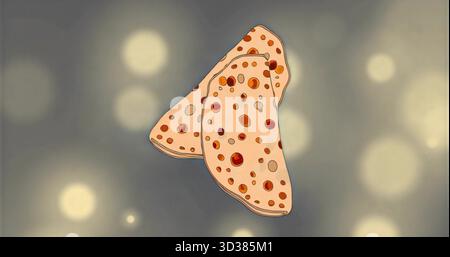 Floating two perforated crepes at angle in soft-focus gradient, with bokeh spots Stock Photo