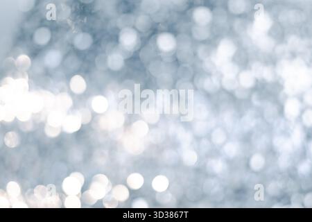 Abstract Silver Blue Bokeh Light Background Stock Photo