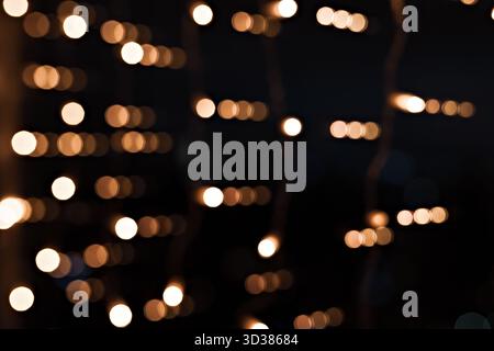 Defocused Warm Lights in Symmetrical Bokeh Pattern Stock Photo