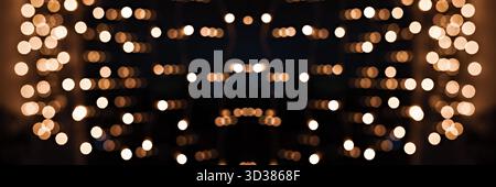 Defocused Warm Lights in Symmetrical Bokeh Pattern Stock Photo