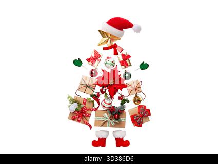 Creative Christmas Figure Made of Festive Holiday Objects Stock Photo