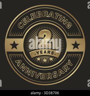 2 years anniversary logo icon. 2th celebrating anniversary emblem logo Stock Vector