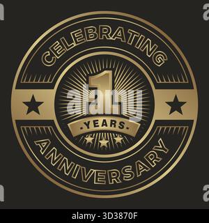 1 years anniversary logo icon. 1th celebrating anniversary emblem logo Stock Vector