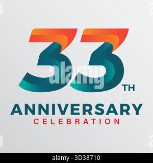 33th anniversary celebration vector template. Stock Vector