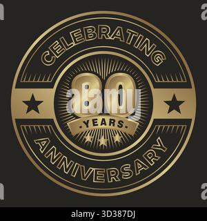 80 years celebrating anniversary emblem logo Stock Vector