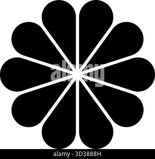 Daisy icon. Flower diagram with 10 petals. Floral pie chart divided on ...