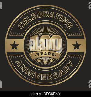100 years anniversary logo design, celebrating anniversary emblem logo for company event Stock Vector