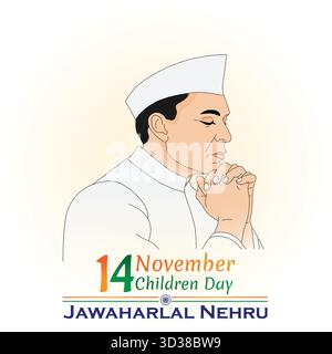 14 November birthday of Jawaharlal Nehru Stock Vector