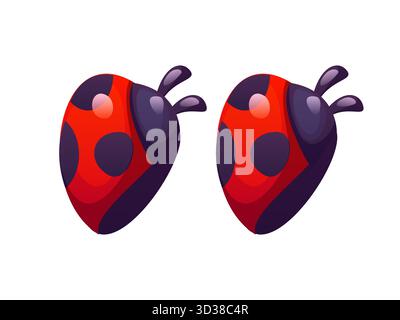 Ladybug insect cartoon font punctuation quotation mark. Cute ladybug beetle English font sign, garden ladybird vector kids ABC type symbol. Red insect alphabet typeset element or typeface mark Stock Vector