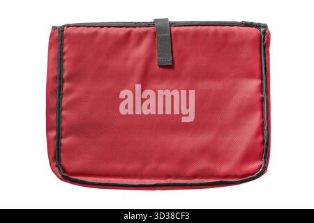 Red waterproof fabric laptop bag isolated on white background Stock Photo