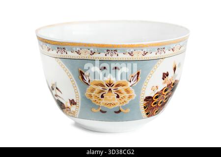 Vintage porcelaing ornamental small bowl isolated on white background Stock Photo