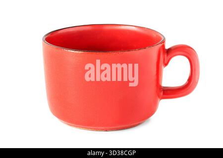 Red empty ceramic coffee cup isolated on white background Stock Photo
