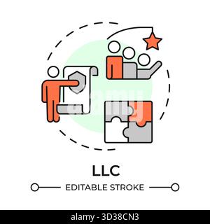 LLC multi color concept icon Stock Vector