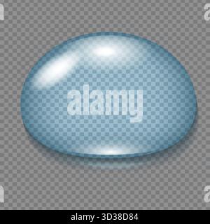 Transparent blue liquid blob on checkered background reflecting light Stock Vector