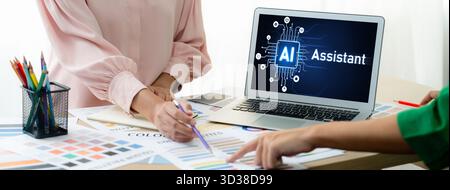 Generative AI virtual assistant tools for prompt engineer and user for ease of engage artificial intelligence AI technology help people to work with Stock Photo