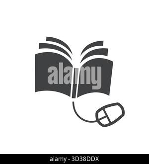 Book and Digital Mouse, Online Book Logo Vector Symbol Design Illustration Stock Vector