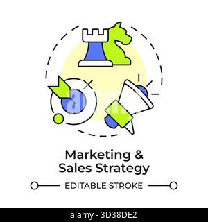 Marketing and sales strategy multi color concept icon Stock Vector