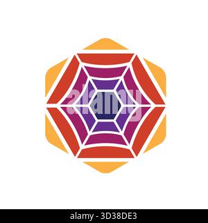 Creative Hexagonal Cobweb Logo Geometric Shape Vector Icon Symbol Stock Vector