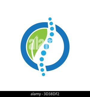 green spine leaf circle logo vector symbol icon design Stock Vector