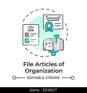 File articles of organization multi color concept icon Stock Vector
