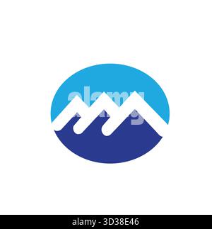 Oval mountain with oval blue space logo vector symbol icon design illustration Stock Vector