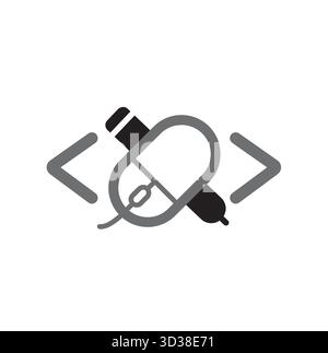 Creative Mouse And Pen Code Symbol Logo Vector Icon Design Illustration Stock Vector